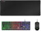 Mars Gaming MCPX, Combo Gaming 3en1 con Teclado H-Mech Iluminado, Ratón Ultraligero 10000 dpi con Software y Alfombrilla XXL, Compatible con PC, PS4, PS5, Xbox, Portugués, Negro