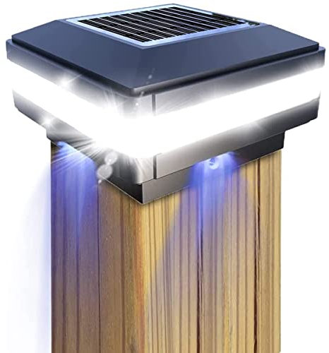 GEYUEYA Home Solar LED Post Lights Outdoor Garden IP65 Waterproof Square Black Landscape Post Cap Lamp for Patio Fence Deck 4x4 5x5 6x6 inch Wooden Posts