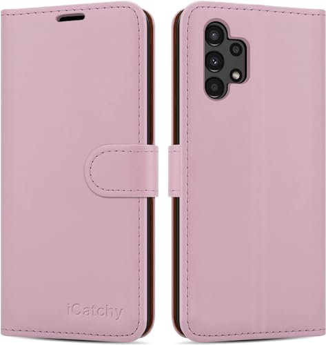 iCatchy For Samsung Galaxy A04S Case/Galaxy A13 5G Case Leather Wallet Book Flip Folio Stand View Cover Pouch for Samsung Galaxy A13 5G (Rose gold)
