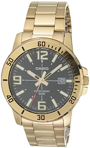 Casio Classic Gold-Tone Stainless Steel Band Date Indicator Watch (Model: MTPVD01G-1BV)