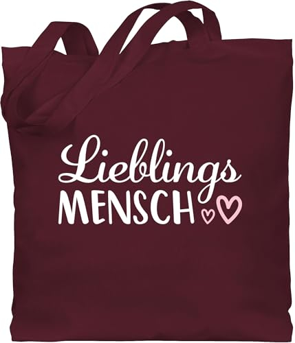 Shirtracer Baumwolltasche - Lieblingsmensch Schriftzug - Unisize - Bordeauxrot - liebe einkaufstasche baumwolle valentinstag tragebeutel valentinstaggeschenk tasche valentine geschenk mit henkel