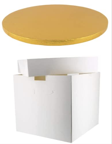 Art of cake® 10 in Drum GOLD and 10 in WHITE TALL CAKE BOX