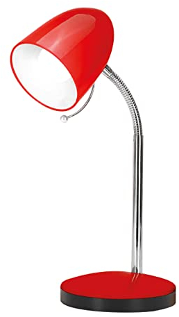 Schreibtischlampe Tischleuchte Leselampe Klemmleuchte Nachttischleuchte Retro aus Metall mit Schwanenhals, schwenkbar, mit Schnurschalter, Fassung E27 (ohne Leuchtmittel, Tischleuchte rot)