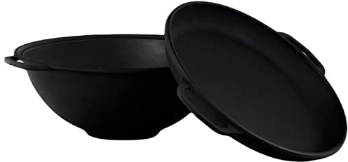 4BIG.fun Kazan 8 L Schwenktopf Camping Gusseisen Kasan mit Deckel - Bratpfanne Campingtopf Kessel Grill-Wok Cast Iron KESSEL