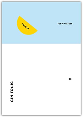 MOTIVISSO Cocktail Gin Tonic Zitrone Poster - Kunstdruck Wandbild Wall Art Deko - Wohnzimmer Büro Flur - modern minimalistisch skandinavisch - 50x70 cm