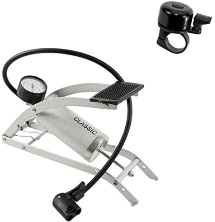 Beto Classic Fahrrad Luftpumpe Fußluftpumpe Aluminium 7 Bar inkl. 1 x Fahrradklingel