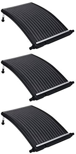 homiuse Chauffage de Piscine 3 Pcs 110x65cm Noir Aluminium Panneaux de Solaire Courbés Respectueuse de l'environnement Système de Chauffage Solaire Installer pour Piscines Hors Sol Toit Support