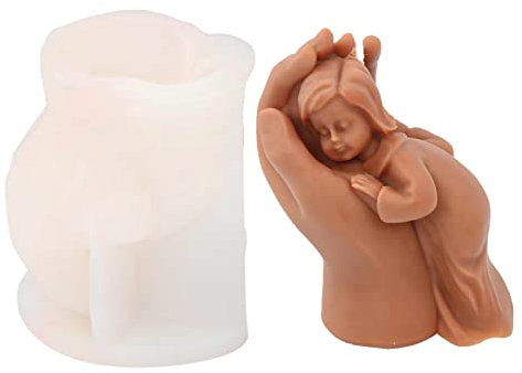 LOSOO Molde para Velas de la Virgen María - Moldes para Velas con niña - Molde de Silicona para Manualidades para Velas de aromaterapia, Adornos, decoración, cerámica Blanda, jabón Hecho a