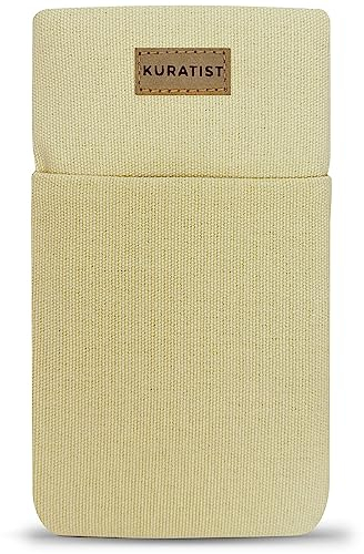 Kuratist Handy-Tasche 'AHOI' - Universell kompatibel z.B. iPhone 15/14/13 or Pro, Galaxy S24/S23, Xiaomi 14/13 - Handgefertigt aus Baumwoll-Canvas - Mit Schutzklappe - Natural