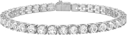Bulova Jewelry Herren-Tennisarmband aus rhodiniertem Sterlingsilber mit 5 mm weißem Topas, Medium, Sterling-Silber, ohne Edelstein