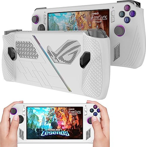 NINKI Compatible Silicone Coque pour ASUS ROG Ally Coque de Console de Jeu Portable, Étui en Silicone Souple Anti-Poussière Léger Coque ASUS Rog Ally Coque, Blanche (Pas de Protection d'écran)