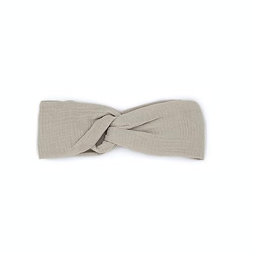 hutch&putch Premium Musselin-Stirnband für Damen - Haarband aus 100% Bio-Baumwolle - weiches Haarband mit Gummizug - Boho Stirnband mit starkem Halt ohne Knickstelle (Stein)
