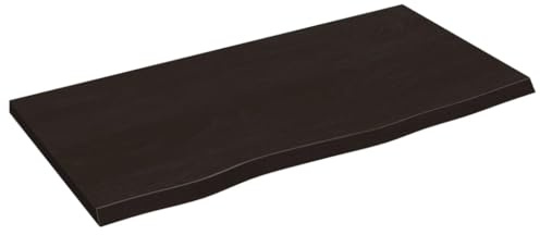 vidaXL Wandregal, Holzregal Regal Handgefertigt mit Baumkante, Wandboard Regalbrett Deko, Bücherregal Hängeregal, Dunkelbraun 80x40x2cm Massivholz Eiche Behandelt