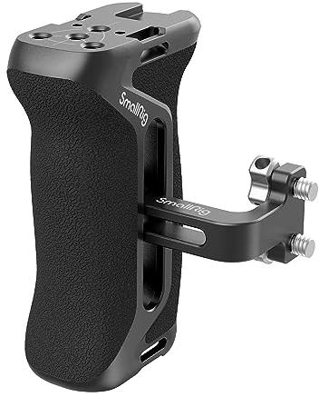 SMALLRIG 1/4 Seitengriff für Kamerakäfige, Aluminium Side Handle mit integriertem 1/4-20 Gewindelochh, Riemenloch, Kaltschuh, 36 mm nach Oben/unten verstellbar – 4015