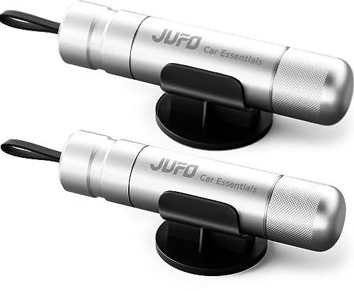 JUFO 2 packs Car Escape Tool with Seat Belt Cutter Emergency Car Window Breaker Escape Safety Hammer (Silver+Silver)