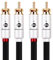 BOAACOUSTIC JIB Câbles RCA audio audiophiles hifi - Câble Cinch audio stéréo 2x2 Cinch mâle pour amplificateur, CD, avec fiches plaquées or, 1 m, noir