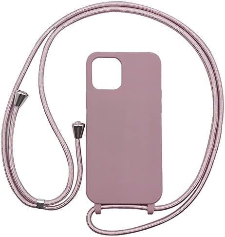 Cute&Chic IPhone Crossbody Necklace Strap Lanyard Cord Phone Case (Sand Pink, Iphone 13 Mini)