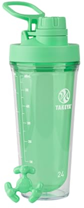 Takeya Protein Shaker - BPA-Free Plastic Bottle with Leak-Proof Spout Lid - Easy Carry for Gym & More - Dishwasher-Safe Reusable Bottle with Spout Lid - 24 oz, Pistachio Green