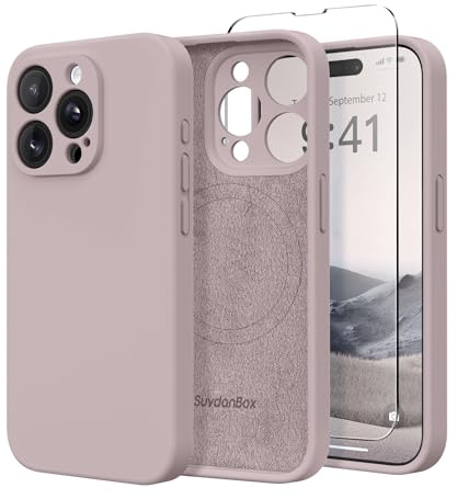 SuydanBox Magnetische Hülle für iPhone 13 Pro Max, kompatibel mit MagSafe, [Vollständiger Kameraschutz] [Displayschutzfolie] Stoßfeste Silikon-Schutzhülle für iPhone 13 Pro Max 6,7 Zoll, Haselnuss