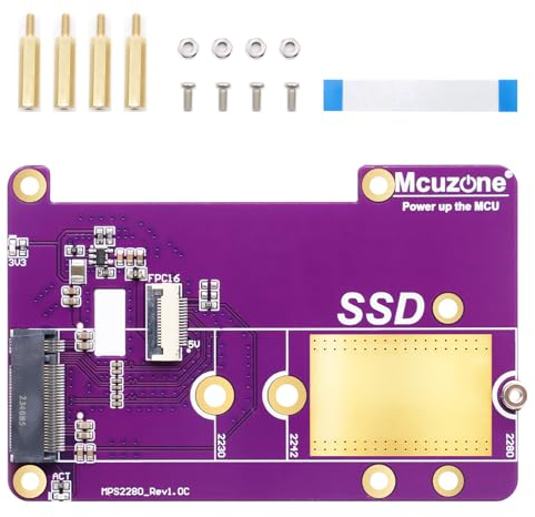 Ras-Pi 5 PCIe a M.2 SSD 2280 scheda adattatore Binghe PCIe to M.2 Scheda di espansione SSD Trasferimento ad alta velocità Supporta le modalità Pciex1 Gen2 e Gen3 Compatibile con Ras-Pi-5