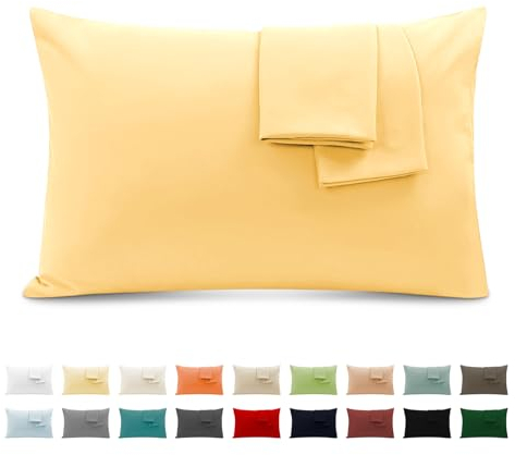 2er Set Kissenbezug 100% Baumwolle 40x70 cm 2 PCS, Superweicher Premium Jersey Kopfkissenbezug, Kissenhülle Hellgelb