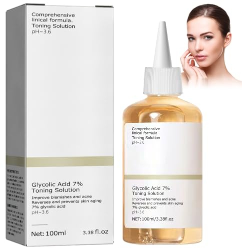 Glycolic Acid 7% Toning Resurfacing Solution,Glycolic Acid Toner,Exfoliating Toning Solution,100ml Glykolsäure Peeling Toner Toning Solution für Gesichtspflege Hautverjüngung Hautunreinheiten Akne