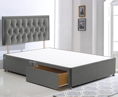 ComfoRest - 6FT Super King Bed Frame in Grey with 4 Drawers | 24 Headboard Included | WITHOUT MATTRESS | Spacious Storage Design for Contemporary Bedrooms