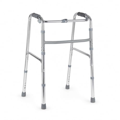 Andador Plegable para Adulto de Aluminio. Andador Ortopédico sin Ruedas. Andador Ligero para Mayores. Caminador para Adultos Regulable en Altura. Andador de Aluminio Recíproco.