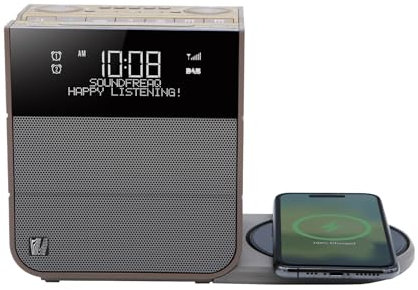 Soundfreaq Sound Rise DAB with Wireless Charging Pad, SFQ-17: Bedside Alarm Clock Radio & Bluetooth Speaker, with DAB+/FM Radio
