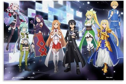 LaFegoude Sword Art Online Anime Poster Dekorative Malerei Leinwand Wandkunst Wohnzimmer Poster Schlafzimmer Malerei,Wandkunst Bilddruck Moderne Familienzimmer Dekor 12x18inch(30x45cm)