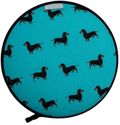 Tracey Cooper Sausage Dog Hob Cover, Teal with Sausage Dog, 100% Cotton, Washable, UK Made