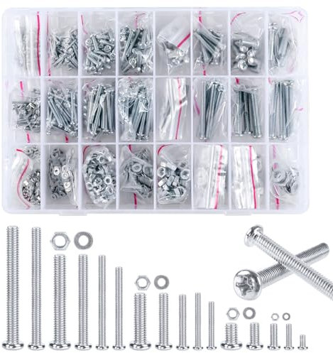 Round Head Screw and Flat Washer Nut Kit 1320 PCS, M2 M3 M4 M5 Nuts and Bolts Assortment Kit, Cross Pan Head Machine Screws Assorted Set With Hexagon Nuts And Washers For Secure Fastening, DIY