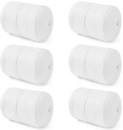 Häkelgarn Baumwolle zum Stricken, 6 Stück Wolle Garn Baumwolle, Weiß Hand Knitting Yarn Set, Strickwolle zum Stricken häkeln, Langlebige Amigurumi-Set für Socken, Mützen, 300g(6x50g)