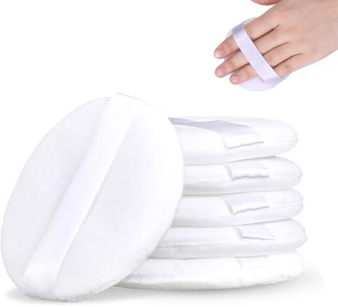 Lot de 6 grandes houppettes à poudre moelleuses, rondes de 8 cm, ultra douces, lavables, réutilisables, en coton, pour outils de maquillage secs et humides
