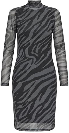ONLY Damen Mini Kleid figurbetontes Partykleid mit Animalprint ONLErica Life Highneck