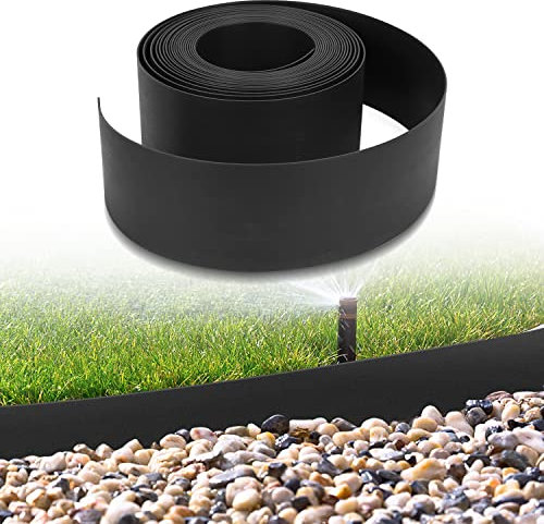 Hebitod Rasenkante Kunststoff, Plastic Beeteinfassung,Beeteinfassun, Gartenumrandung, Einfache Handhabung Rolle Beetumrandungen für Wege, Begrenzungen, Kieswege(Länge 25m - Höhe 10cm, Schwarz)