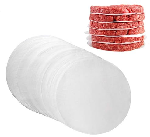 Rund Blatt Backpapier für Burgerpresse, 500 stück 13 cm Backpapier, Trennpapier, Pergament Papier für Patties, Bratpfanne, Ofen, Grillen, Cheeseburger
