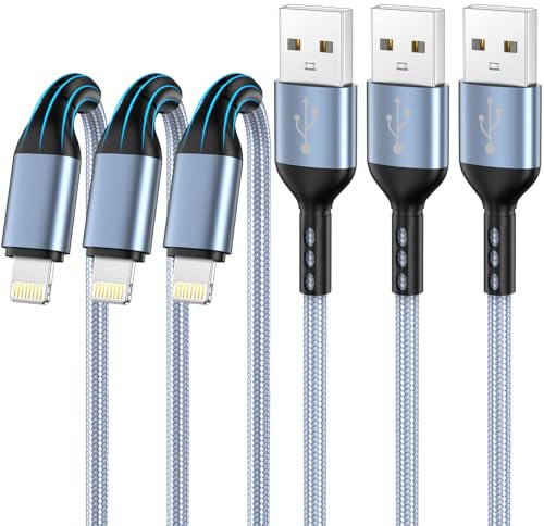 iPhone Charger 3pack 10FT Apple MFi Certified Nylon Braided Lightning Cable Fast Charging Long USB Charging Cable High Speed Transfer Cord for iPhone 14 13/12/11 Pro Max/XS MAX/XR/XS/X/8/7/Plus/6S