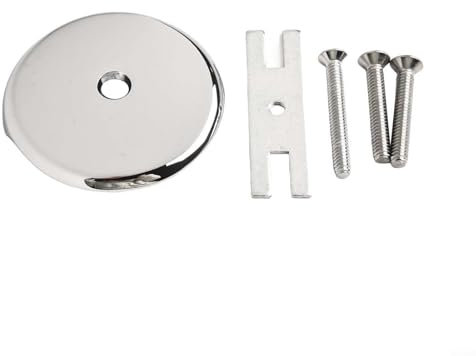 Brass Bathtub Overflow Face Plate Kit, Single Hole Drain Panel With 3 Screws & Mounting Plate,For Most Standard Bath Tub Drains(Silver)