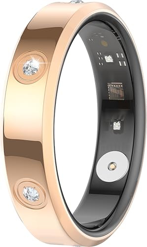 Bague intelligente pour homme et femme - Or rose - Argent - Pour femme - Menstruations étroites - Fréquence cardiaque - Podomètre - Moniteur de sommeil - Bague intelligente de fitness - Calories