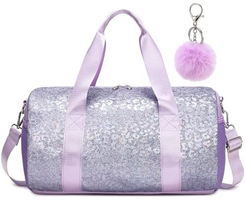 Kimwadalh Sporttasche Kinder Mädchen Glitzer Schultasche Kleine Kinderreisetasche Schultertaschen Tanztasche Ballet Gymnastiktasche mit Wasserdichter Tasche