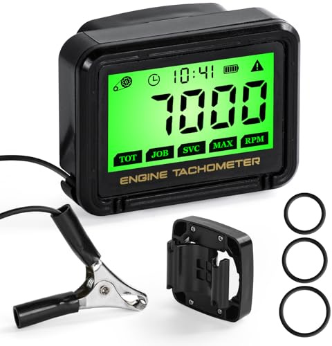 Drehzahlmesser Motorsäge, Drehzahlmesser LCD Tachometer | Drahtloser Induktion, RPM Tachometer, Benzinmotor Rasenmäher, Nachtsicht Wartungsfunktion, für Motorrad, Schneemobil