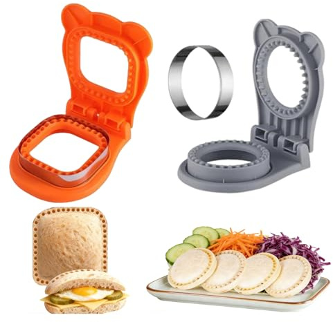 BXUUXA Cortador de Sándwich y Sellador,2 Piezas Sellador de Tostadas Sandwichera de Crimpado Acero Inoxidable Cortador de Galletas Sándwich Moldes para Niños,Desayuno,Escuela,Pícnic,Frutas y Galletas