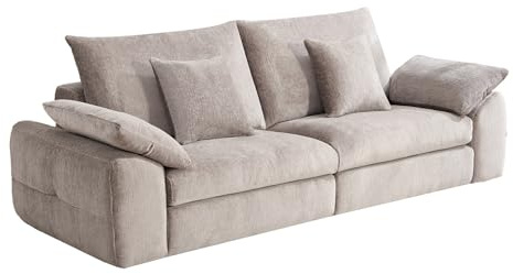 Riess Ambiente Stilvolles Big Sofa SOHO - 265cm - beige - Chenille 3-Sitzer Couch mit Nosagfederung