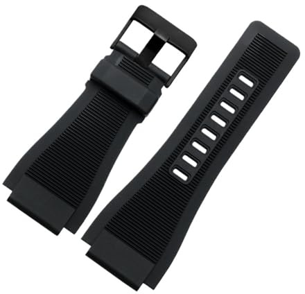 Generisch Kompatibel mit dem Bell & Ross Herren-Sportarmband aus Silikonkautschuk, 34 x 24 mm, großes konvexes Armband von Bell & Ross(Black-black)