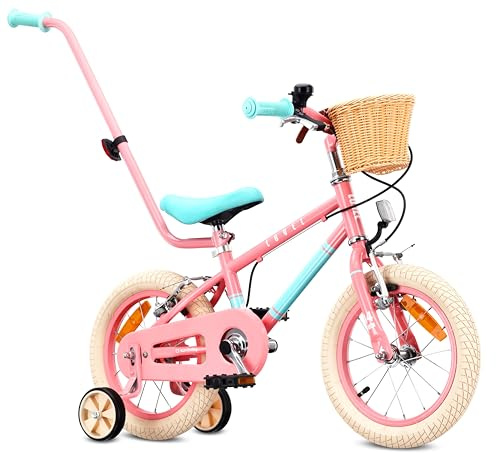 sun baby LOVEL Kinderfahrrad 14–16 Zoll für Mädchen und Jungen | Mädchenfahrrad und Jungenfahrrad 3–6 Jahre, bis 50 kg, Korb, Klingel und Kettenschutz