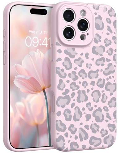 GUAGUA Leopard Print for iPhone 16 Pro Max Case for Women Girls, Pink | Aesthetic Leopard Print Pattern, Soft Liquid Silicone, Shockproof Protective, Full Camera Protection, Cute Cheetah Design