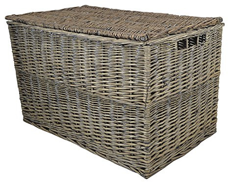 Wovenhill Wicker Storage Trunk | Handmade Woven Hamper with Hinged Lid