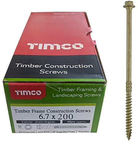 TIMCO Timber Screw – Hex Head – Exterior Green – 6.7 x 200 - Box of 50