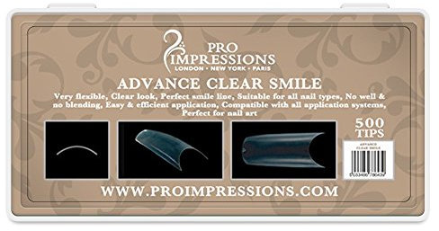 Pro Impressions Advance Clear Smile 50 Nail Tips, Size 6